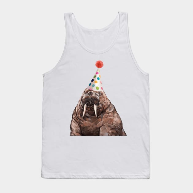 Moody Walrus with Party Hat Tank Top by bignosework